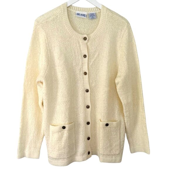 Blair Cream Button Front Knit Cardigan Sweater Women’s Large - Picture 1 of 4